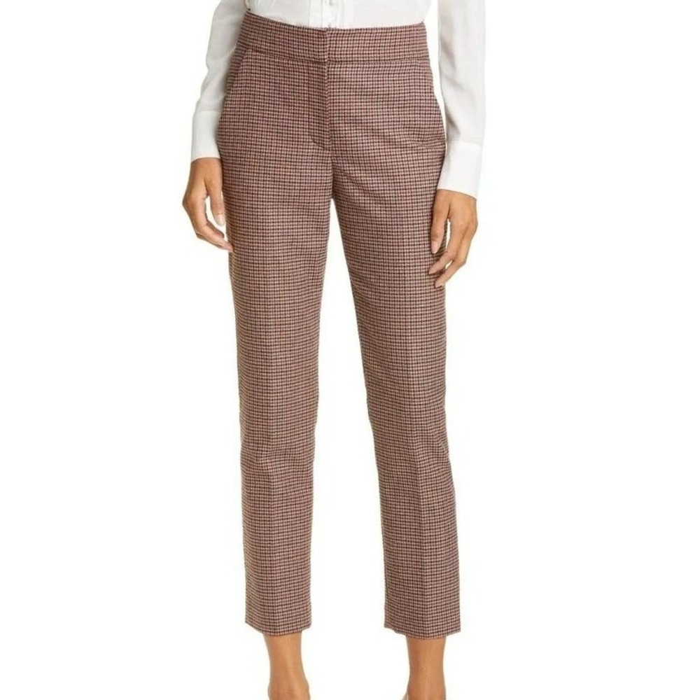 Veronica Beard Brown Gemini Check Houndstooth Crop Pants Trousers Tailored 2